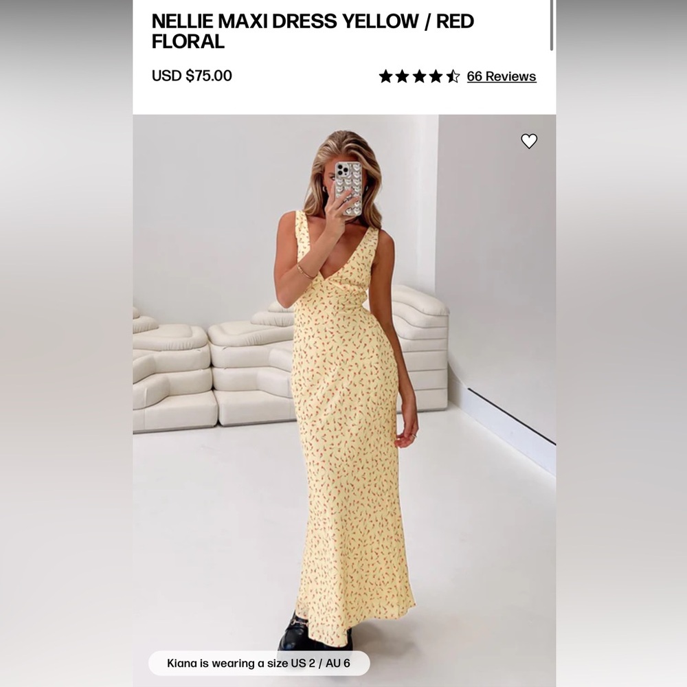 Princess Polly Nellie Yellow Floral Maxi Dress